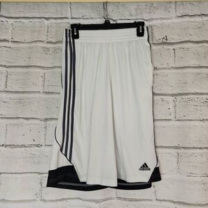 Adidas 3 Striped Sportswear Shorts White Black Gray Size Small 12" inseam